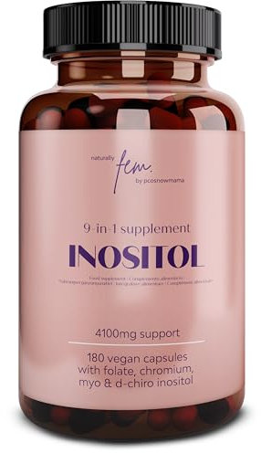 Inositol Myo & D-Chiro 4100MG Vegan Capsules, Metabolic Function, Hormonal Balance and Psychological Function, 9-in-1 Inositol, Folate 5-MTHF, Chromium, Zinc, VIT B6, B12 & D3