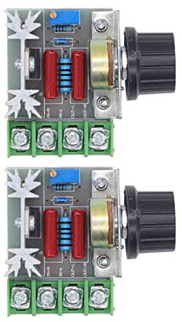2PCS 2000W 220V AC SCR Spannungsregler, Einstellbares Motorgeschwindigkeitssteuermodul, Potentiometer für Haushaltsgeräte, Wärmeregulierung des Warmwasserbereiters,