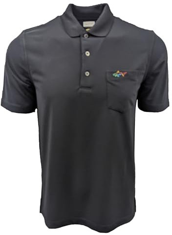 Greg Norman Men's Pique Shark Pocket Polo Shirt (US, Alpha, X-Large, Regular, Regular, Black (BLK))