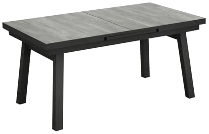 BELLAVISTA Dining-Tisch Sydney - Esstisch für Innen- und Außenbereich - Küchentisch - 160/210 x 90 x 77cm - automatisches Auszieh-System - Alurahmen pulverbeschichtet - anthrazit