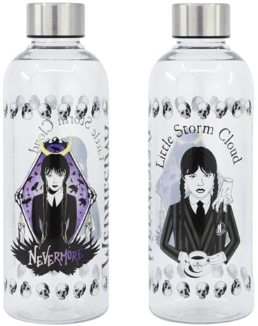 ms móvil shop Mercredi Bouteille en plastique réutilisable avec capacité de 850 ml. Bouteille pour enfant de Wednesday Addams sans BPA | Produit officiel
