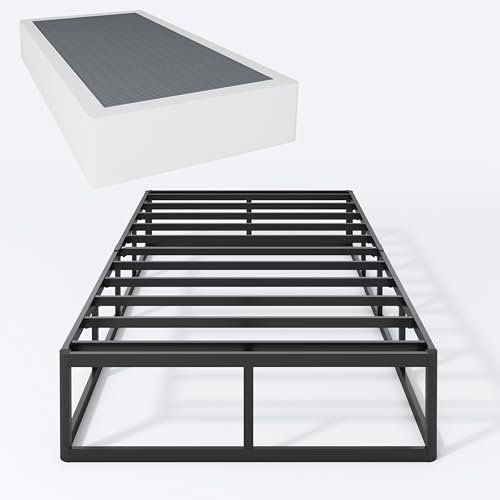 SHLAND Twin Boxspringbett mit Metallrahmen, 22,9 cm hoch, Metallrahmen, Boxspringbett mit Stoffbezug, einfache Montage, geräuschfrei