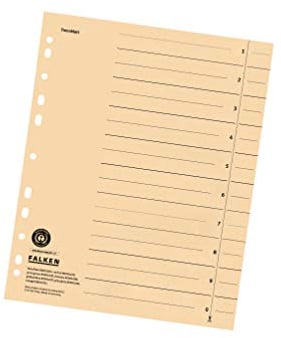 Original Falken 500er Pack Trennblätter. Made in Germany. Aus Recycling-Karton für DIN A4 chamois Trennlaschen Trennblätter Ordner Register Kalender Blauer Engel