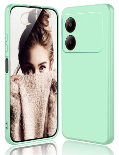 DESSEN Cover per ZTE Blade A34 - Liquido Silicone Custodia Antiurto Protezione Case Sottile e Morbida TPU Bumper con Fodera Microfibra Antigraffio, Verde Chiaro