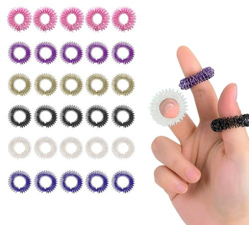 Akupressur Ring Set, 30 Stück Akupressurring, Massageringe für Finger, Finger Massage Ring für Stress Reduzierstück Entspannung und Förderung Der Durchblutung