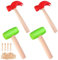 4Pcs Hammer Toys with 40Pcs Small Wooden Hammer Simulation Fake Hammerr Maintenance Tools,Toy Hammerss Plastic Toddler Claw Hammer-s Portable Toys Pretend Play Fake Mallet Hammers for Boys Girls