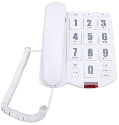 Téléphone à Grosses Touches pour Personnes âgées, Téléphone Fixe Filaire avec Numérotation à Une Touche, Sourdine, Recomposition, Volume Réglable, pour Malentendants et
