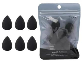 6Pcs Black Mini Makeup Sponge, Small Beauty Sponge Blender Set for Foundation, Powder, Concealer Highlight,and Eye Shadow Makeup Brushes and Tools
