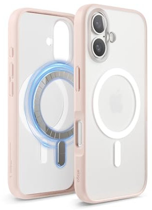 elago Funda Híbrida Magnética Compatible con Funda para iPhone 16 6.1” - Compatible con MagSafe, Híbrida PC + TPU, Parachoques a Prueba de Golpes, Protección de la Cámara (Matte Rosa Claro)