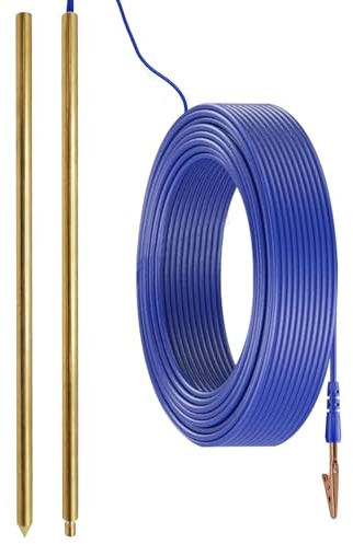 Copper Alloy Ground Rod,Portable Plug Grounding Rod Kit With 50ft Copper Wire & Alligator Clip for Electric Fences, Grounding Mats,Generator Antennas,Satellite Dishes (Copper Alloy Ground Rod)