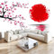 Photo Papier Peint 400 x 280 cm Intissé Murale Blanc Panoramique Poster Papier Peint Clipart Fleurs De Cerisier Japonais Soleil Rouge Photo Murale Décorative Tenture Murale pour Décoration Salon