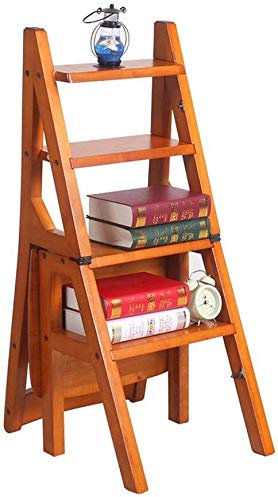 LGESR Escabeau Tabouret en Bois Chaise Pliante en Bois Massif multifonctionnelle avec escabeau et Tabouret à 4 marches/#1