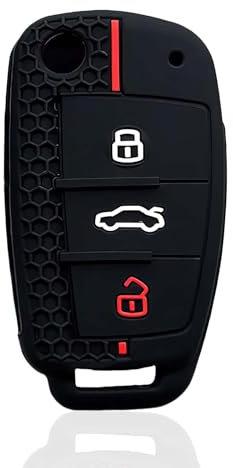 Xiciki Protection Coque Clé pour Audi, Coque de Clé de Voiture pour Audi A1 A3 A4 A6 A8 S3 S4 RS4 RS6, Compatible avec pour Golf, Passat, Bora, Coque en Silicone de Clef de Voiture avec 3 Boutons