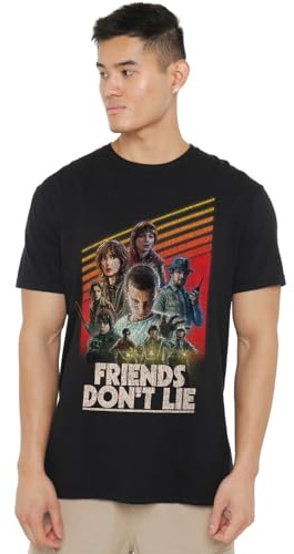 Stranger Things - Friends Don't Lie Poster Unisex T Shirt, Black, XXX-Large