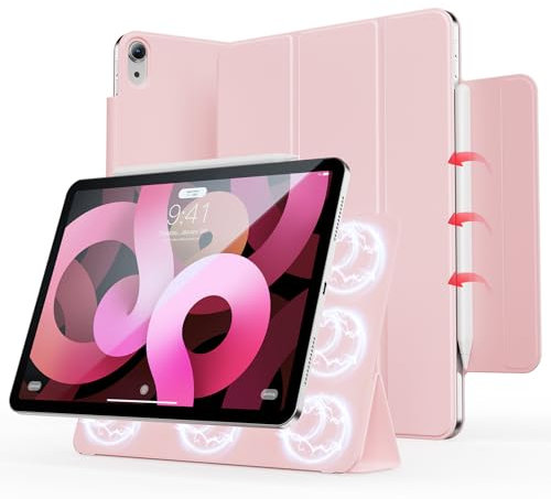 KVTVOU Funda para iPad Air de 11 pulgadas 2025/2024 (M3/M2), iPad Air 5ª/4ª generación 2022/2020 10.9 pulgadas, fuerte adsorción magnética, funda delgada de triple soporte, protector de coche / dormir
