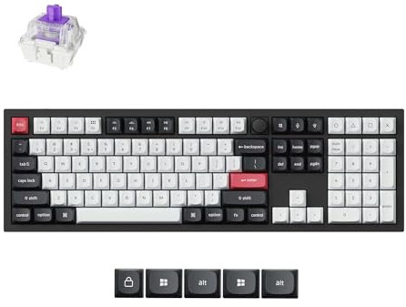 Keychron Q6 HE Wireless Custom Mechanical 100% Full Keyboard, 2.4 GHz/Bluetooth/Wired QMK Rapid Trigger Hot-Swappable Programmable Gateron Double-Rail Magnetic Switches for Mac Windows, Carbon Black