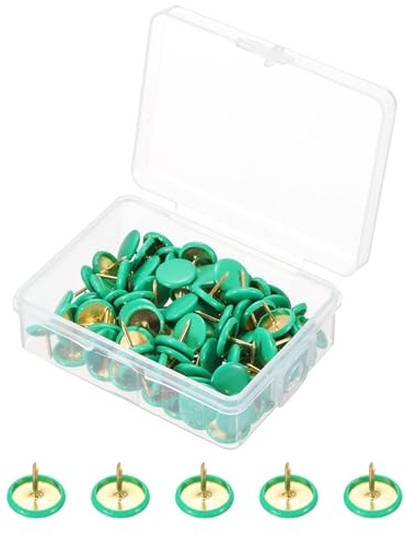PATIKIL Reißzwecken - Grüne Flache 200 Stück, Gesamtlänge 7.6 mm | Pinnadeln, Stecknadeln für Büro, DIY, Nähen und Dekoration