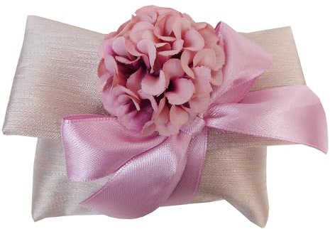 Bonboniere Taschentuch, gefaltet, Fuchsia, künstliche Hortensie