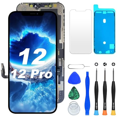 DIGI4U Écran LCD pour iPhone 12 / iPhone 12 Pro, 6,1 Pouces Display Écran de Remplacement Face ID 3D Touch avec Kits de réparation