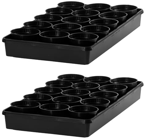 Pullmer 15x Anzuchttöpfe rund mit Untersetzer, Pflanztöpfe für Stecklinge & Samenanzucht, mit Tablett, Shuttle-Trageschalen (Anzuchttöpfe ø10 + Untersetzer; 2 Pack)