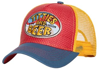 King Kerosin Herren Trucker Cap · Kappe · Netz · Meshcap · Snapback · Hawaii · Motorcycle · Vintage · Frontpatch · Retro · Patch · Stickerei · Sommer · Titties and Beer