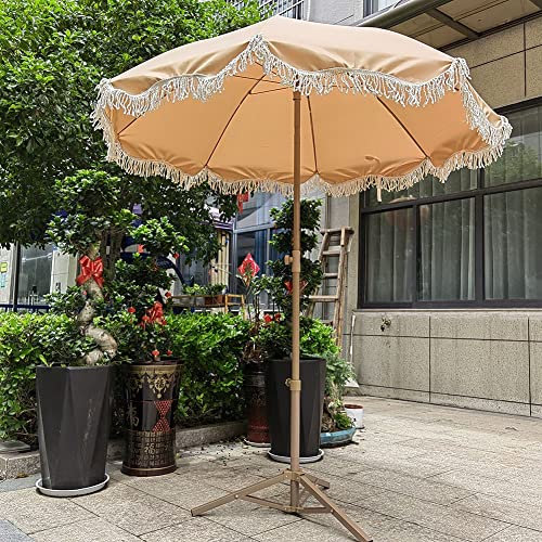 Ruiseawing Parasols de Jardin Vintage à Franges, Parasol de terrasse, Parasol de Table à Manger pour Jardin/terrasse/pelouse, Parasol de Plage de Vacances (Jaune)