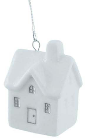Seasonal White Ceramic Tree Decoration Farmhouses Ceramic Christmas Themed Ornament Gifts Tree Hanging Decoration