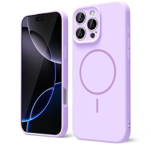 oakxco for iPhone 16 Pro Max Case Silicone Mag Safe, Magnetic Slim Thin Phone Case Compatible with Magsafe, Women Girls Cute Girly Aesthetic Soft Rubber Gel Safecase with Camera Cover, Lilac