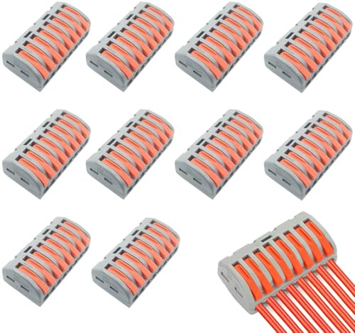 Srvauyea 10 Stück Kabelverbinder, Frei Kombinierbar Elektrische Klemmen, Verbindungsklemmen, 8-Port Lüsterklemmen, Steckbare Lüsterklemmen mit Hebel, Kabelklemmen Elektro für Elektroinstallationen
