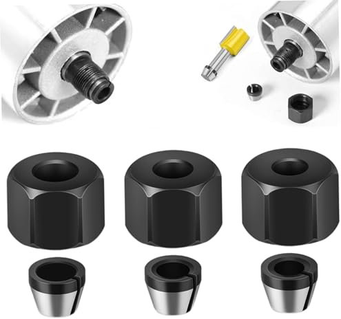 Router Bits, 6Pcs Router Collet 6mm 6.35mm 8mm High Precision Collet Chuck with Nut Electric for Woodworking Engraving Trimming Machine