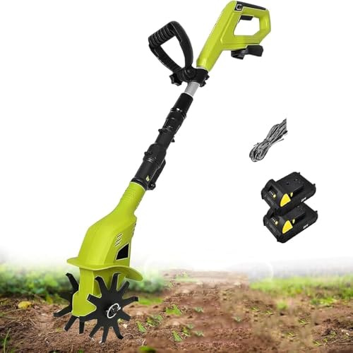 GYKOZY Rotavator Elettrico da Giardino, coltivatore Elettrico a Batteria a timone, scarificatori per Prati, Larghezza di Lavorazione 10 cm