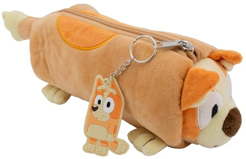 AI ACCESSORY INNOVATIONS Bingo Soft Plush Multi-Function Storage Case, Bluey Plush Bag Charm with 3D Features, Orange