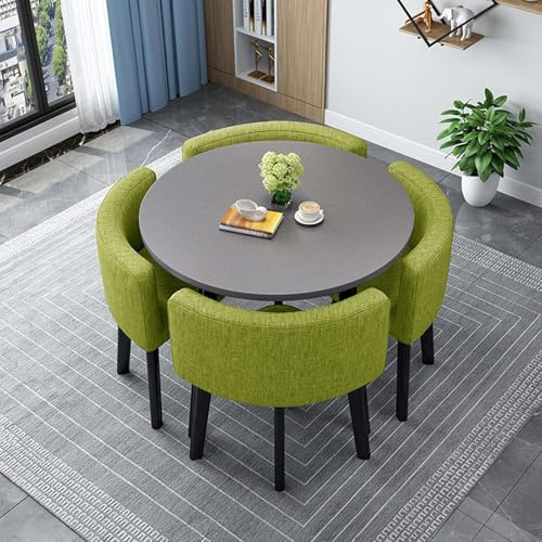 Runder quadratischer Esstisch mit 4 Stühlen, moderne Küche & Esstisch für kleine Räume, perfekt für Balkon, Meetings & Essgruppen, 032,80 cm