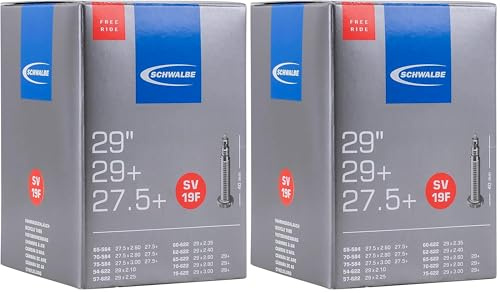 Schwalbe SV 19F Freeride Fahrradschlauch, Schwarz, 54/75-622/40 mm (Packung mit 2)