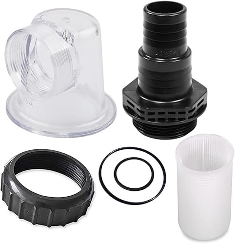 Ersatzteile und Zubehör für Pool Umwälzpumpe Vorfilter, 7 Stück Transparenter Einsatz,Vorfilterdeckel,Vorfilterkorb,O-Ringe,Verschraubung und Düse für SPS25 SPS50 SPS75 SPS100 Vorfilter Poolpumpe (A)