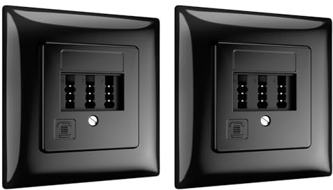 deleyCON Telefondose Unterputz TAE NF/F NFF, 2 Stück - Schwarz | 2x Telefonanschluss + 1x Nebenstelle, Anschlussdose für Fax, Anrufbeantworter, Modem, NTBA und DSL-Splitter