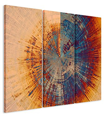 Paul Sinus Art 3 teiliges Leinwand-Bild 3x90x40cm (Gesamt 130x90cm) Vintage Gemälde eines Baum Querschnitts auf Leinwand exklusives Wandbild moderne Fotografie für ihre Wand in vielen Größen