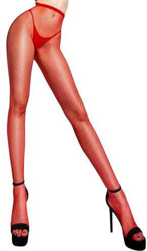 sofsy Pantimedia de Red de Redecilla de Pesca de Rejilla Tight High Cintura Medias de Red de Nylon Red 1/2 - X-Small/Small