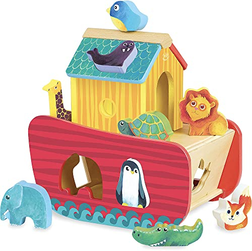 Vilac Holztiere Arche Formsortierer, pädagogischer Tier-Themen-Formsortierer für Kinder, 21 x 21 x 15 cm, ab 2 Jahren