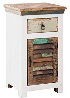 Woodkings® Bad Unterschrank Perth recyceltes Holz bunt rustikal Echtholz weiß massiv Badmöbel Badezimmerunterschrank Badschrank