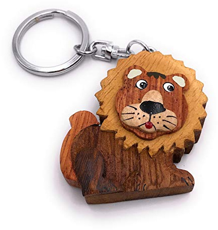 Onwomania - -Löwe König der Schlüsselanhänger - Holz Glücksbringer ideal als Geschenk z.B. für den besten Freund, die beste Freundin, Mama - Für Männer, Frauen & Kinder
