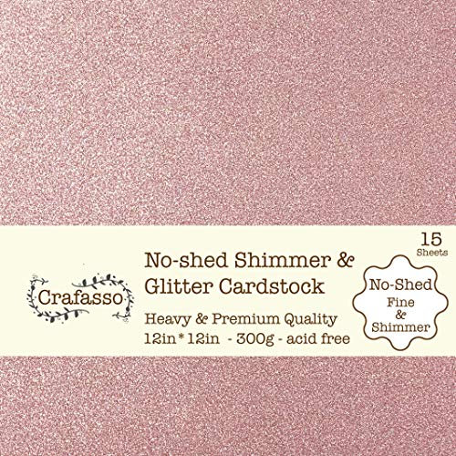Crafasso Glitzer-Karton, 30,5 x 30,5 cm, 300 g/m², 15 Blatt, Roségold (romantisches Rosa)