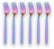 Berglander Rainbow Tea Fork, Stainless Steel Cake and Dessert Fork With Titanium Colorful Plating, 6.5 Inches, Pack of 6