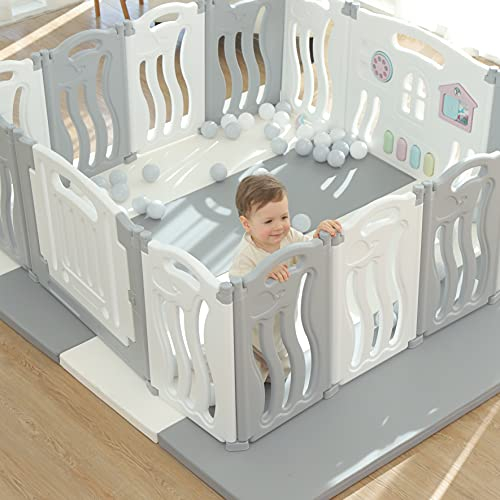 Gupamiga Parque Infantil Bebe 155 x 150 cm, Parque Plegable de Juegos con Tablero de Dibujo, Corralito para Niños y Niñas