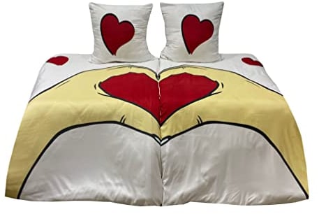 Leonado Vicenti Bettwäsche Microfaser Partner 135x200 4teilig Herz Mr&Mrs Bärchen Schlafzimmer Pärchen mit Reißverschluss
