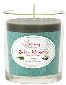 Candle Factory Party Light Duftkerzen aus pflanzlichem Stearin im Whiskey Glas, ca. 30h Brennzeit, Duft: Zirbe & Wacholder