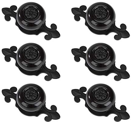 MengH-SHOP Cabinet Knob Round Door Knobs Vintage Ceramic Pull Handle with Screws for Cabinet Wardrobe Drawer Cupboard 6 Pcs Black