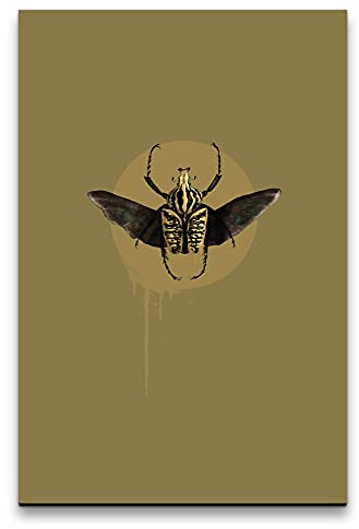 Paul Sinus Art Wandbild auf Leinwand 60x90cm Käfer Kunstvoll Dekorativ Modern Braun Gold Schwarz Wasserfarben