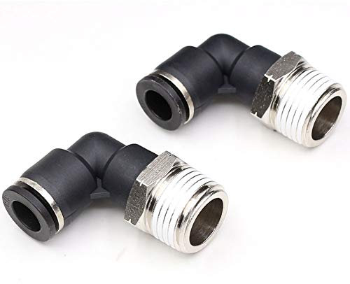 CEKER 5/16 Winkelverbinder zum Anschließen von Verbindungsstücken, 5/16 Zoll Außendurchmesser auf 3/8 Zoll NPT-Außengewinde, 90 Grad Schnellverbindung, Luftschlauchverschraubung, 2 Stück