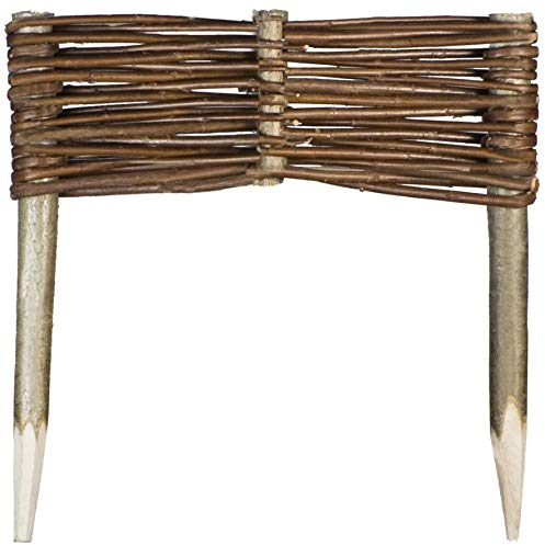 Weide Beeteinfassung 16 Größen ( Höhe: 10 cm Länge: 30 cm ) Weidenzaun Rasenkante aus Weidengeflecht - Garten Beetbegrenzung für Blumen und Gemüse - Steckzaun mit Buchepflöcken für Weg-Abgrenzung